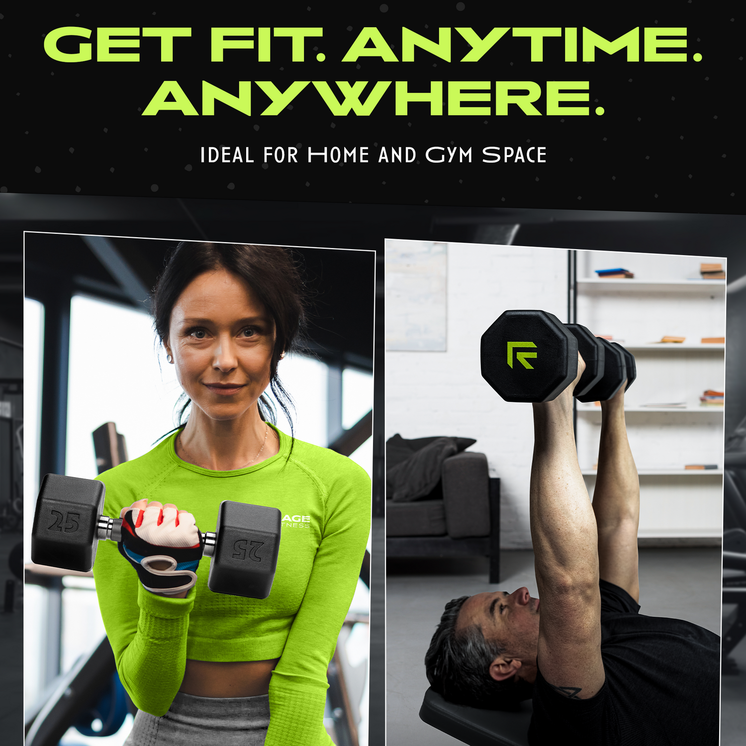 Octo Rubber Dumbbell (sold individually) by Rage Fitness