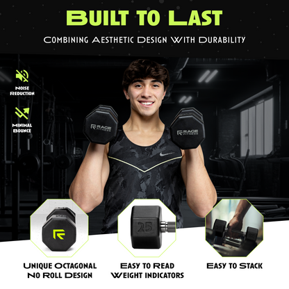 Octo Rubber Dumbbell (sold individually) by Rage Fitness