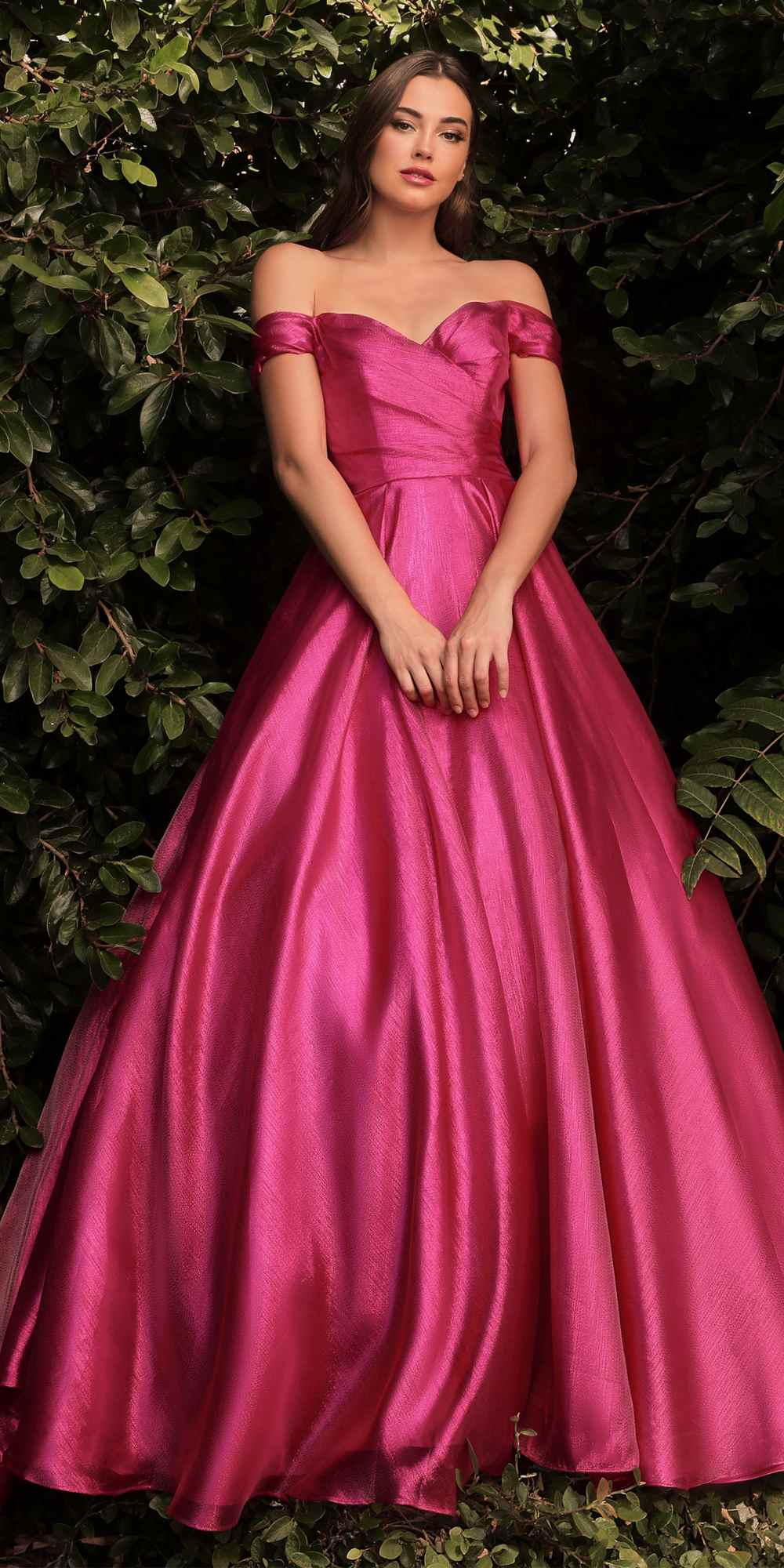 Cinderella Divine J822 A-Line Organza Off the Shoulder Ball Gown by DiscountDressShop