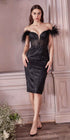 Cinderella Divine J829 Glitter Print Cocktail Dress with Feathers by DiscountDressShop