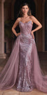 Ladivine J858 Long Strapless Glitter Mermaid Gown Removable Tulle Skirt by DiscountDressShop