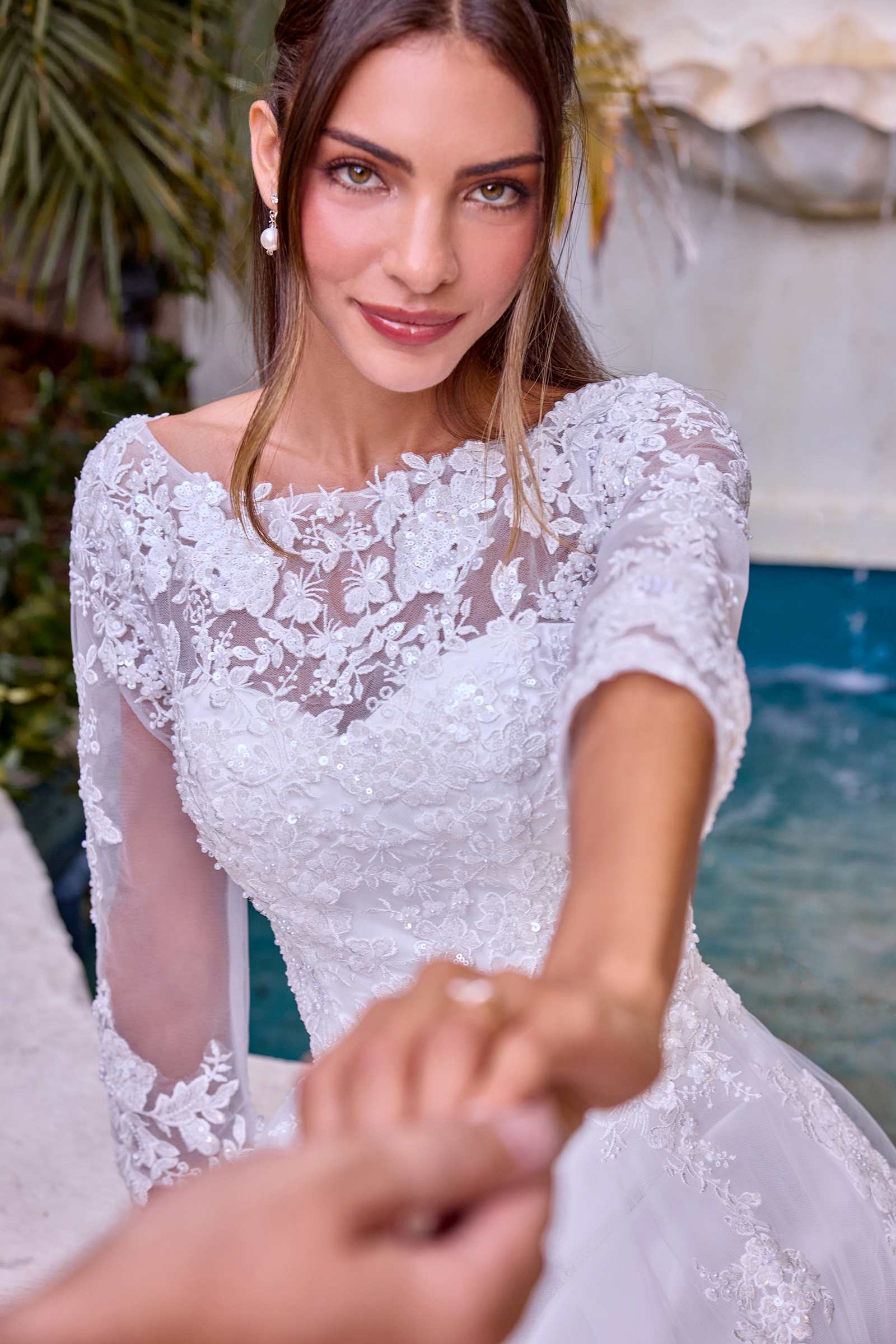 Ladivine J883W Wedding A-Line Ball Gown Long Sleeves Lace Applique by DiscountDressShop