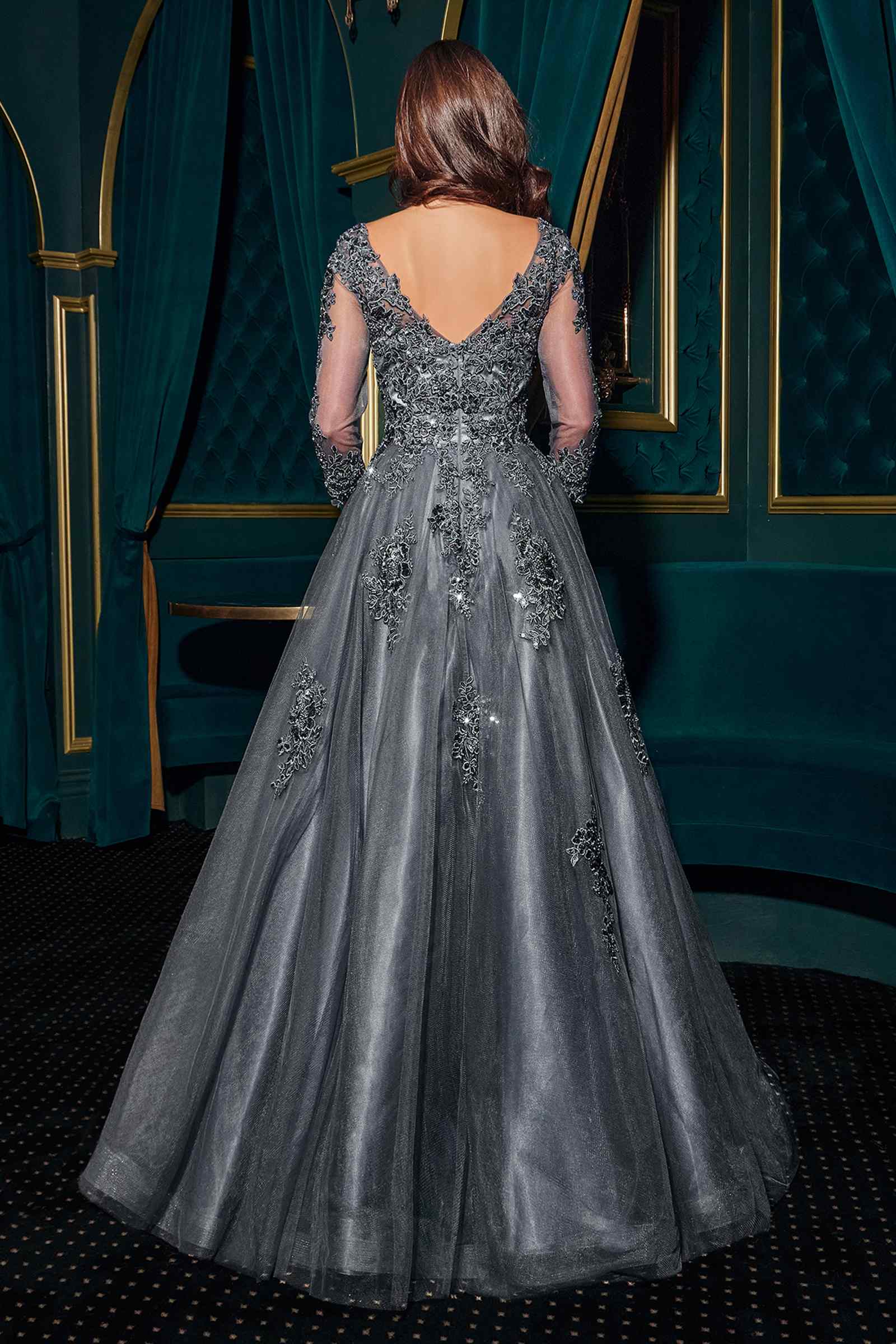 Ladivine J883 Mother of the Bride A-Line Ball Gown Long Sleeve by DiscountDressShop