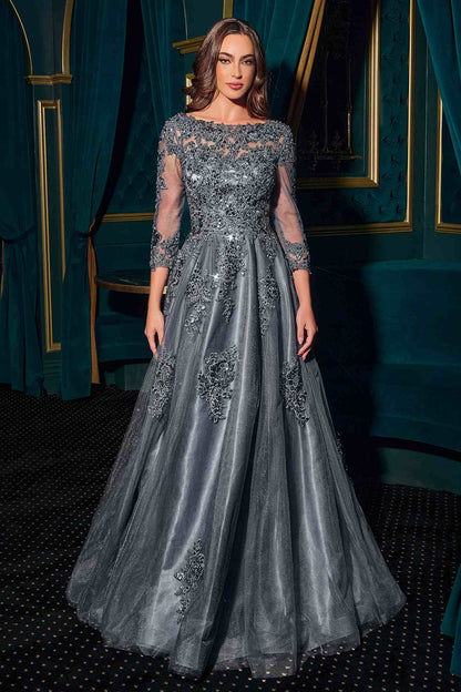 Ladivine J883 Mother of the Bride A-Line Ball Gown Long Sleeve by DiscountDressShop