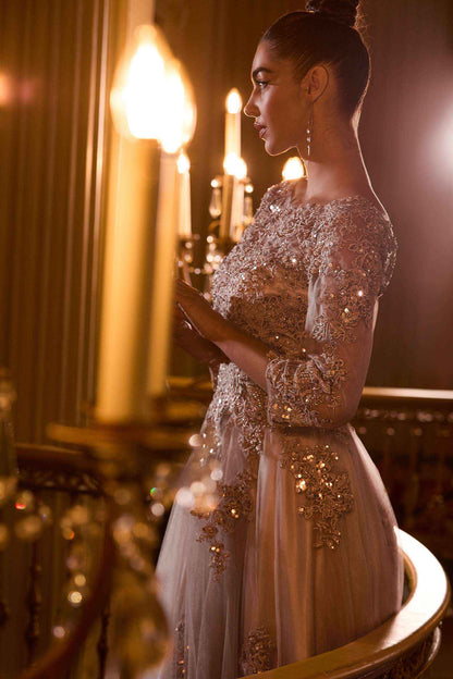 CLEARANCE - Ladivine J883 Mocha Gold A-Line Ball Gown (Size 16) by DiscountDressShop
