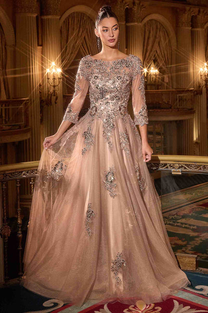 Ladivine J883 Mother of the Bride A-Line Ball Gown Long Sleeve by DiscountDressShop