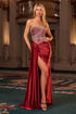Ladivine J886 Sleek Fitted Gown Strapless Shimmering Beaded Bodice by DiscountDressShop