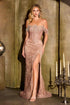 Ladivine J908 Off the Shoulder Cascading Crystal Fringe Formal Gown by DiscountDressShop