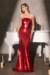 Ladivine J910 Shimmering Sequins Fitted Strapless Gown by DiscountDressShop