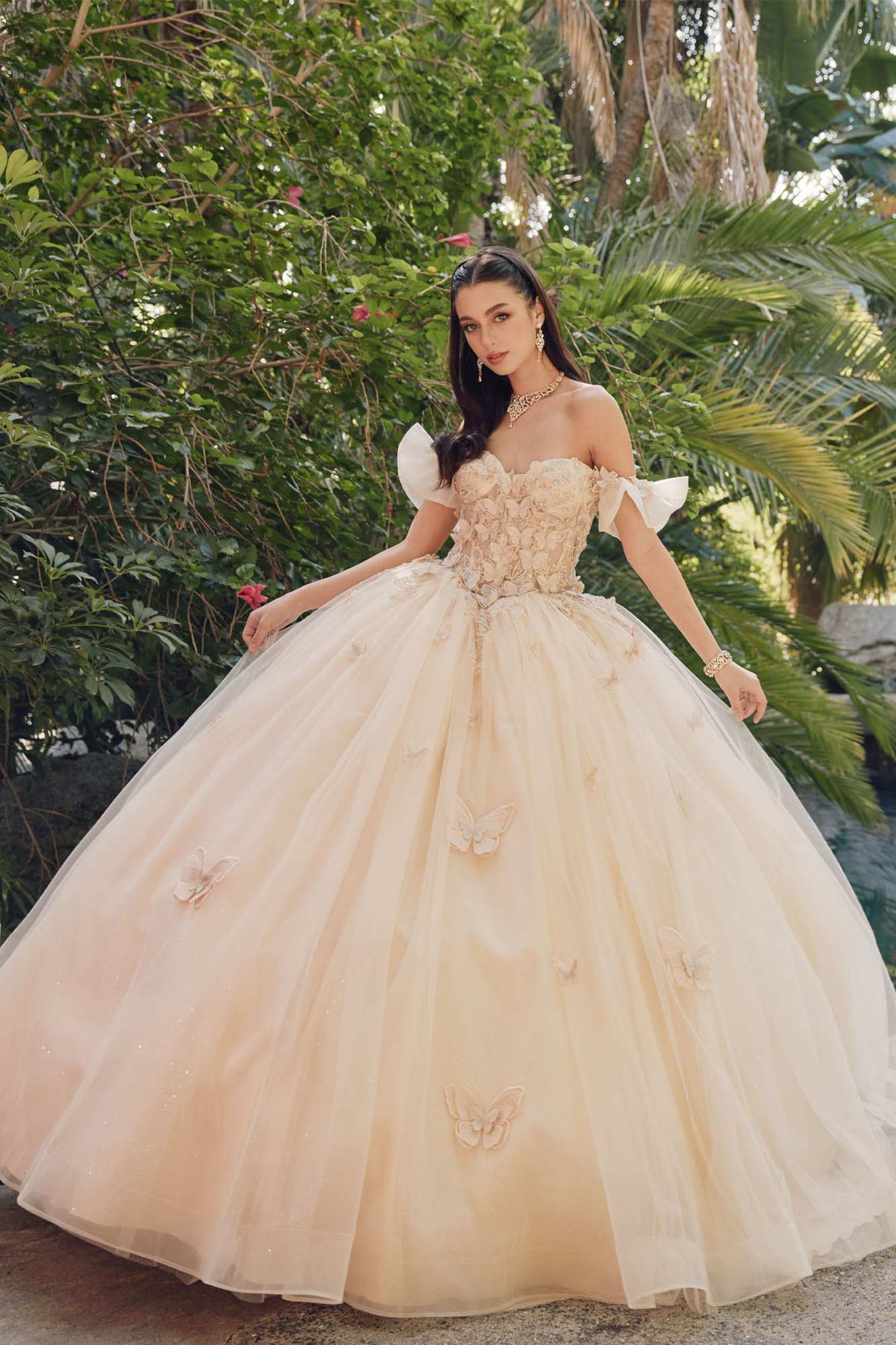 Juliet JT1448J Off the Shoulder A-Line Poofy Quinceanera Ball Gown by DiscountDressShop