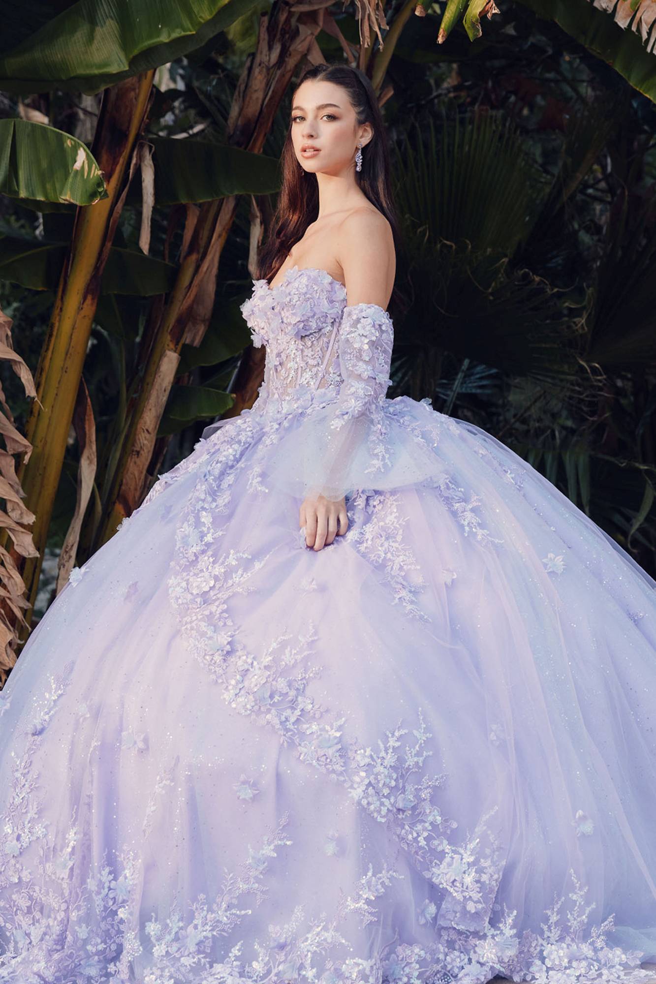 Juliet JT1459J Princess Ball Gown Strapless Bell Sleeves Quinceanera Dress by DiscountDressShop