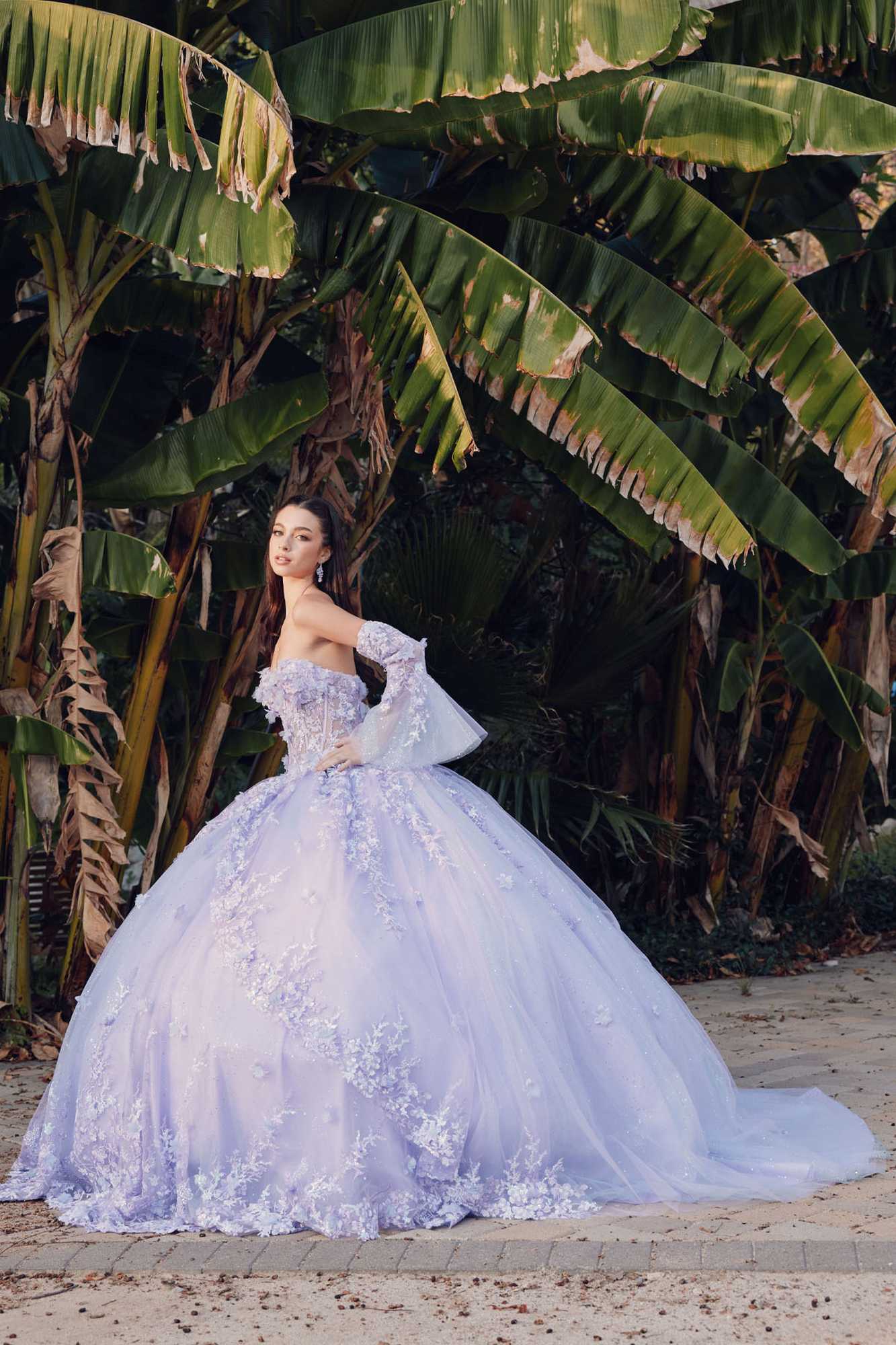 Juliet JT1459J Princess Ball Gown Strapless Bell Sleeves Quinceanera Dress by DiscountDressShop