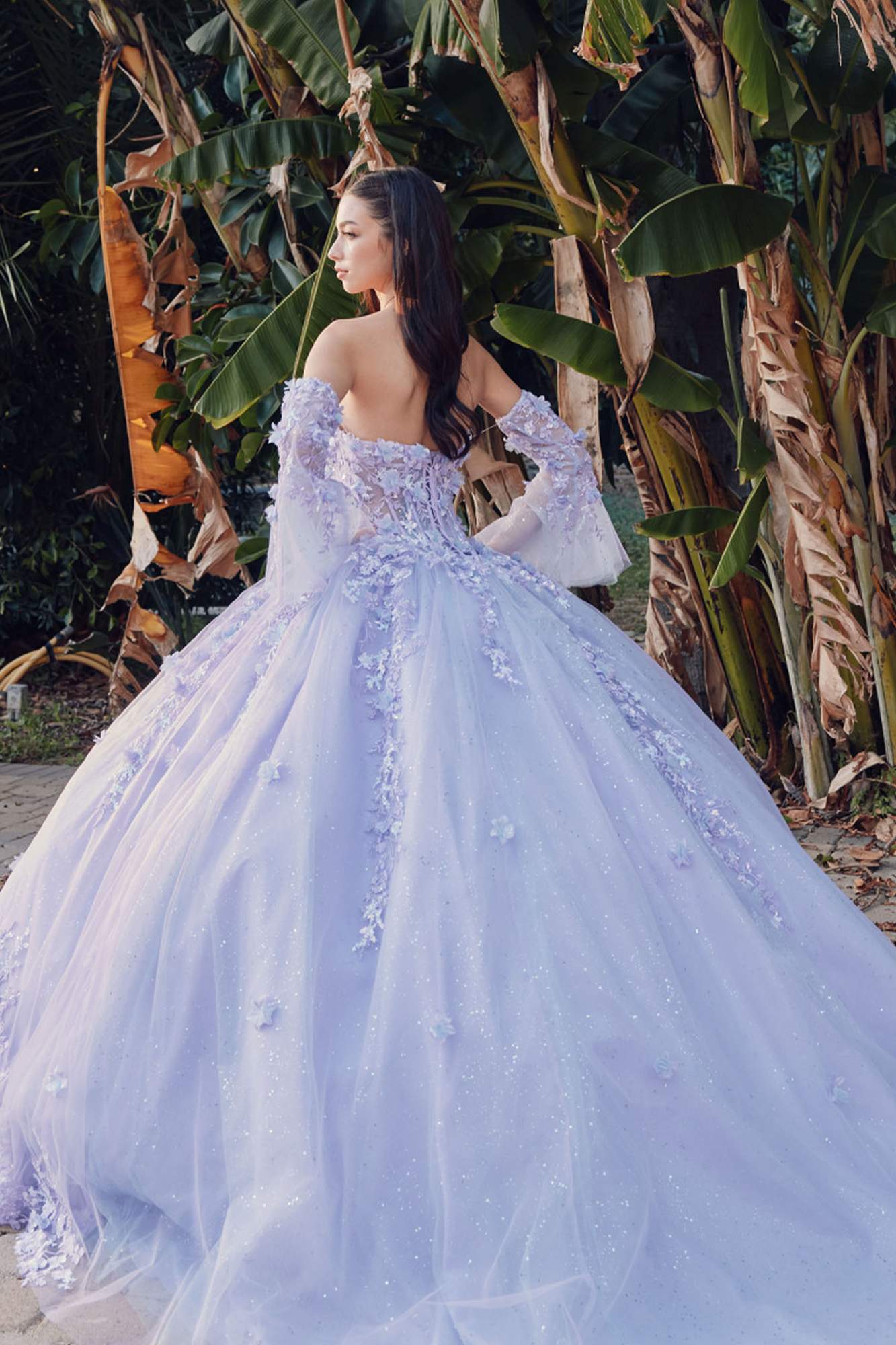 Juliet JT1459J Princess Ball Gown Strapless Bell Sleeves Quinceanera Dress by DiscountDressShop