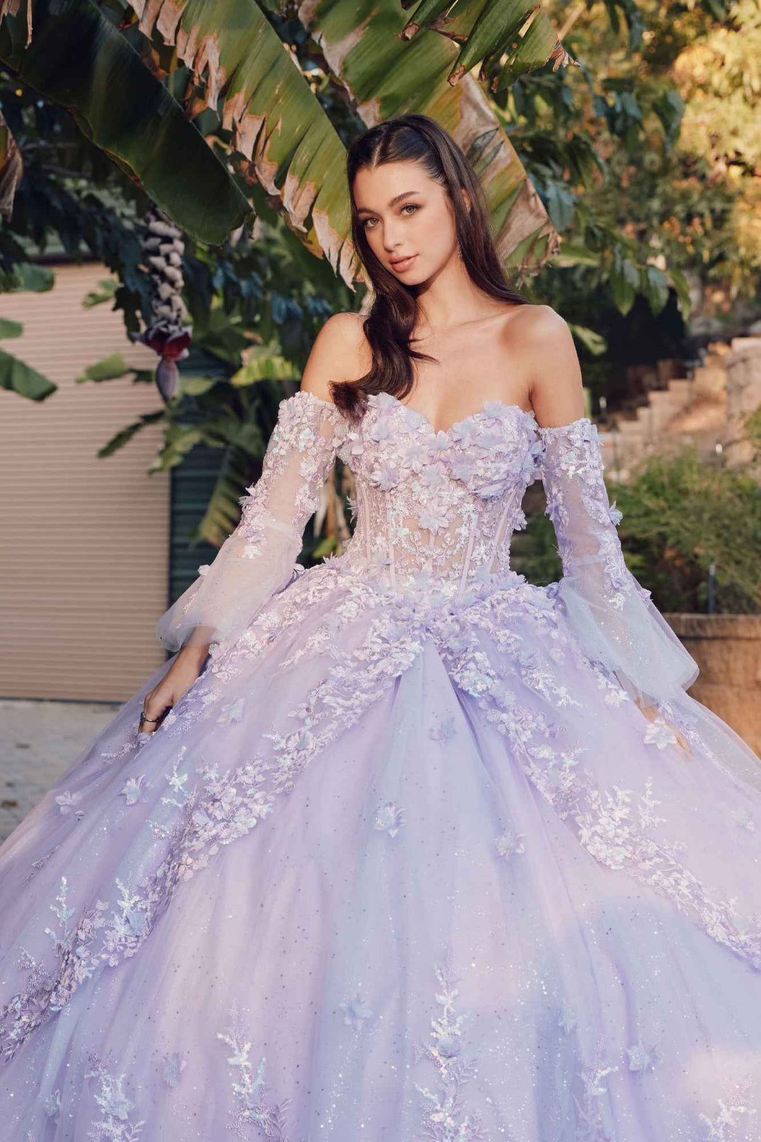 Juliet JT1459J Princess Ball Gown Strapless Bell Sleeves Quinceanera Dress by DiscountDressShop