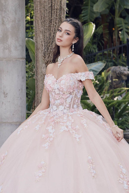 Juliet JT1460J Off the Shoulder Corset Bodice Poofy Quinceanera Gown by DiscountDressShop