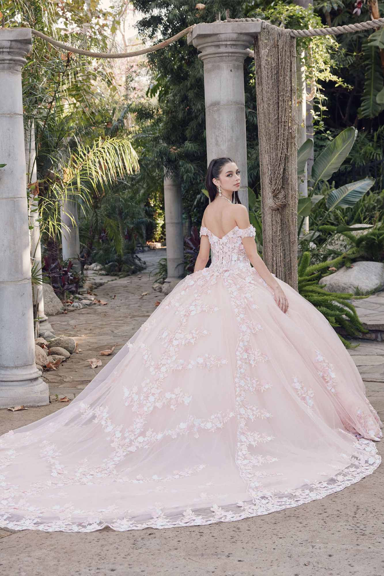 Juliet JT1460J Off the Shoulder Corset Bodice Poofy Quinceanera Gown by DiscountDressShop