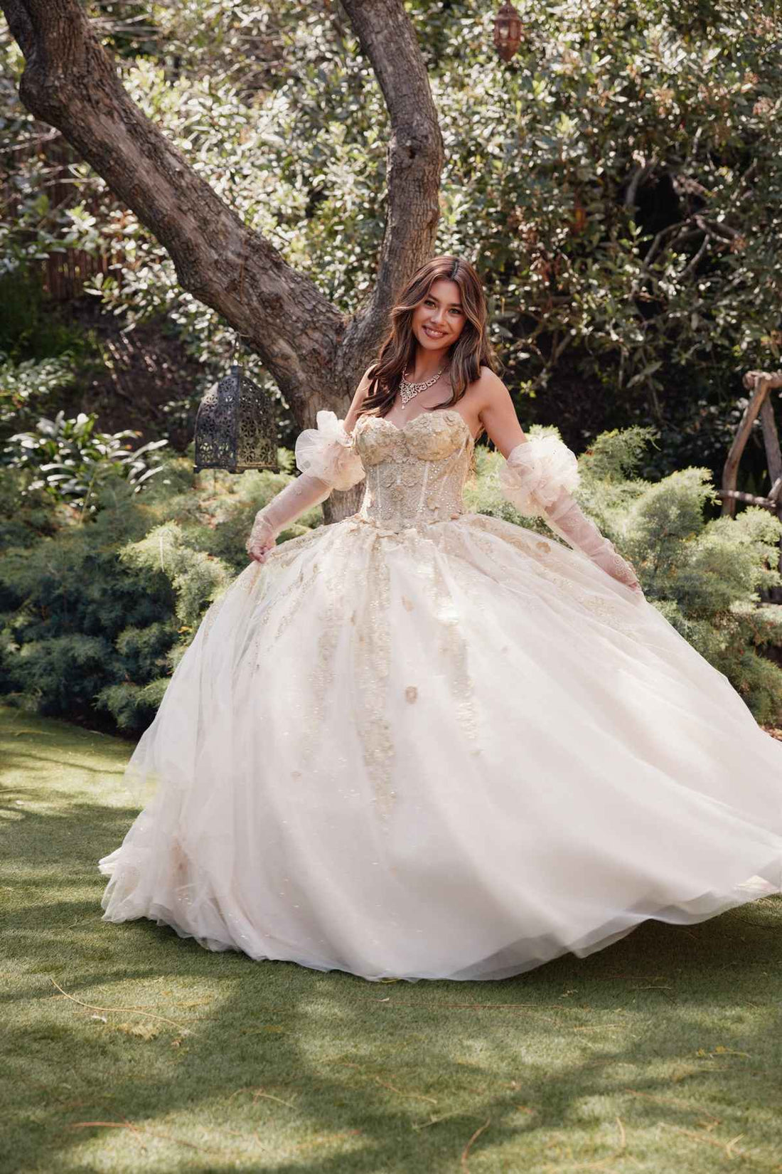 Juliet JT1465H Dress 3d Flowers Applique Puff Sleeve Quinceanera Dress by DiscountDressShop