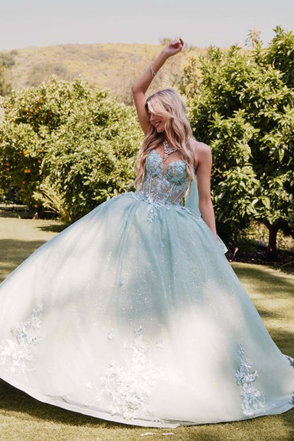 Juliet JT1466H Dress 3D Multi Floral Applique Cape Sleeve Quinceanera Gown by DiscountDressShop