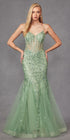 Juliet JT2441S Long Corset Bodice Embellished Sleeveless Mermaid Dress by DiscountDressShop