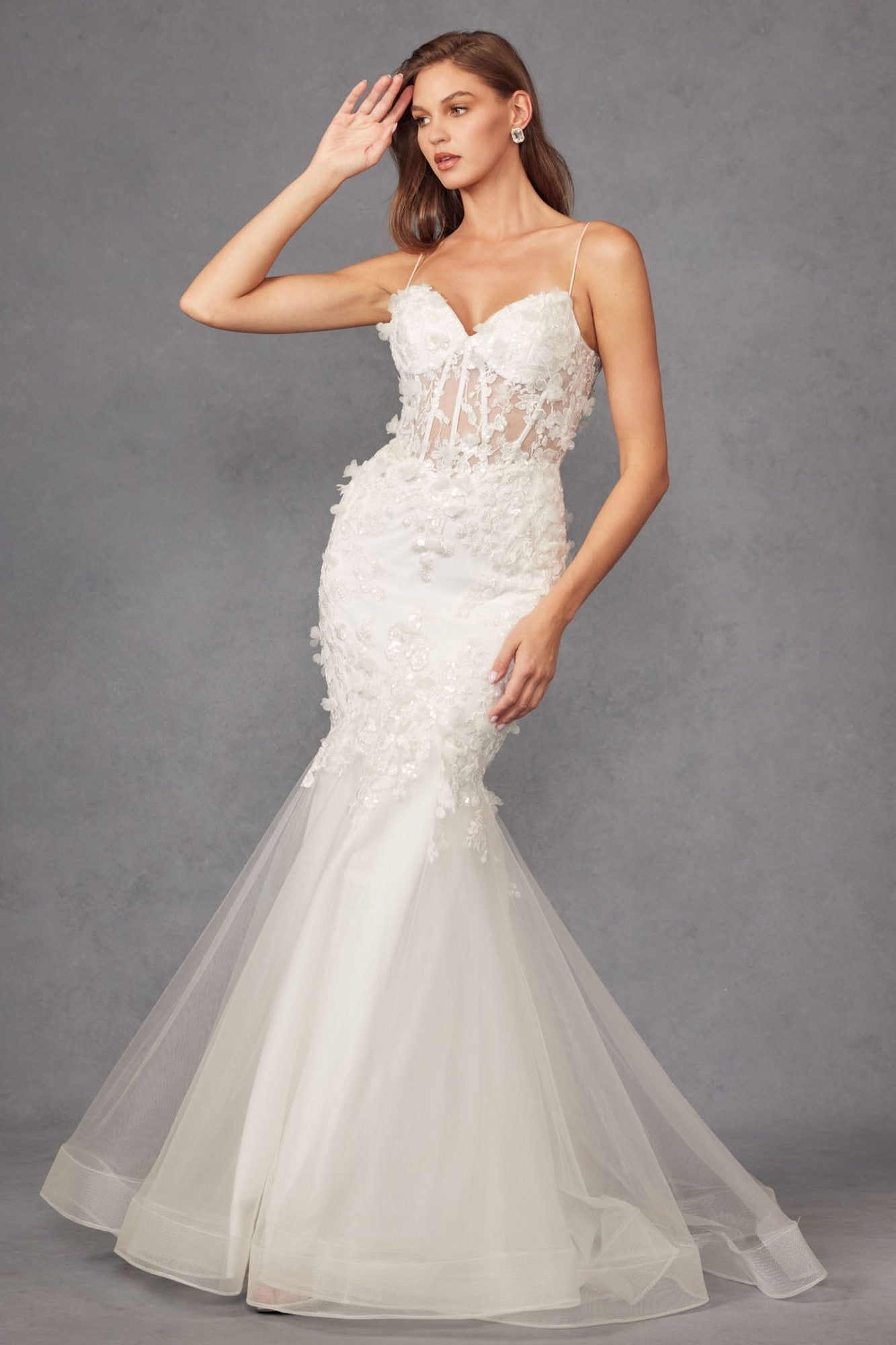 Juliet JT2469KW Long Sweetheart Boned Embellished Bodice Trumpet Gown by DiscountDressShop