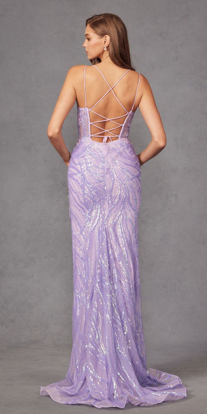 Juliet JT2473R Long Fitted Sequin Lace Applique Boned Corset Gown by DiscountDressShop