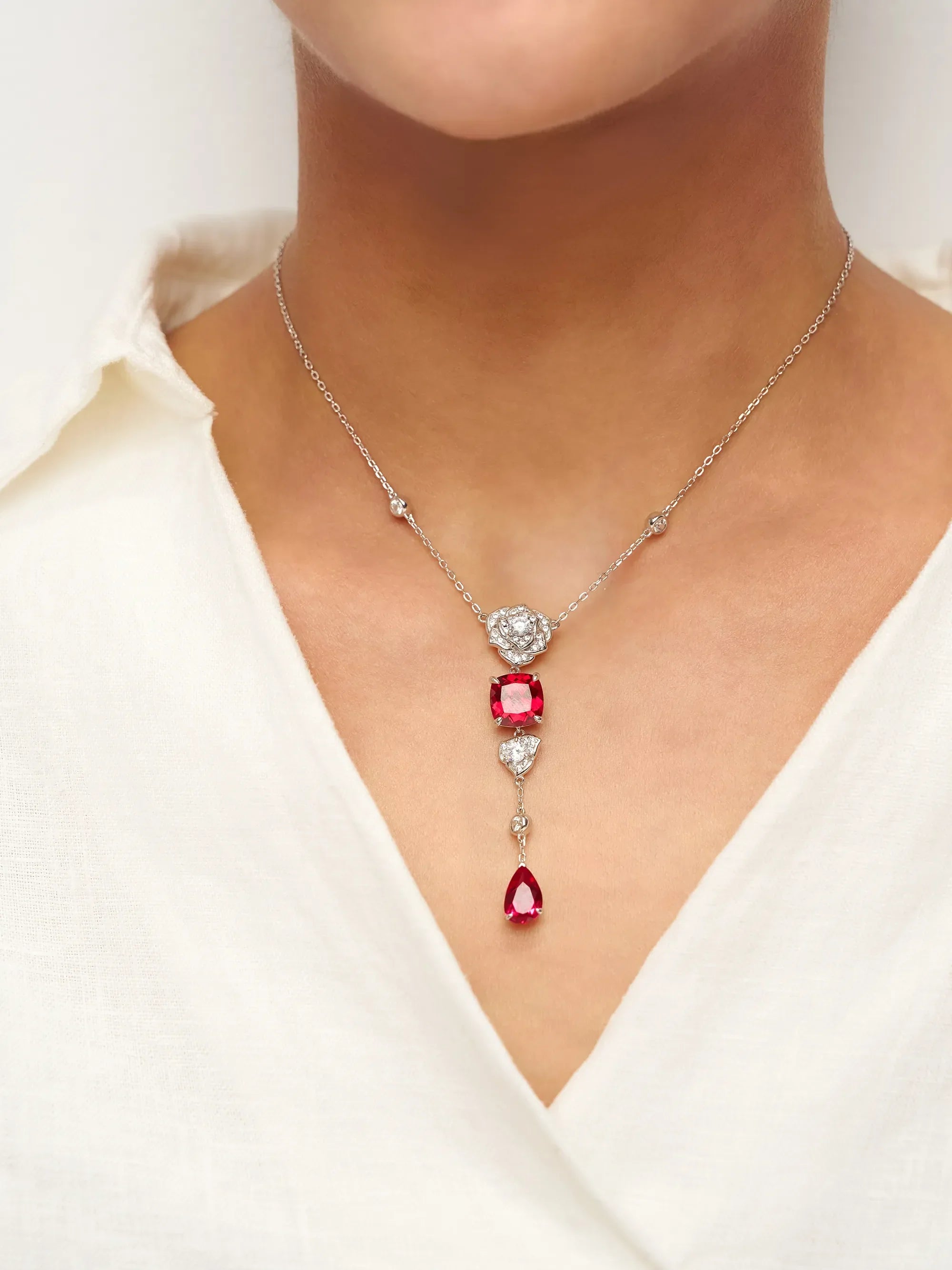 Exquisite Ruby Necklace - Ruby Veil by LINTICO