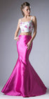 Cinderella Divine KC1737 Two-Piece Gown Embroidered Crop Top by DiscountDressShop