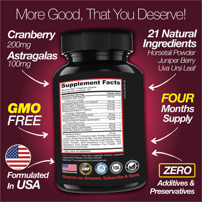 Kidney Support Cleanse Detox &amp; Repair -120 Capsules - Cranberry &amp; Astragalus Root Pills by Saint Mingiano - Supplements &amp; Wellness Dedicated to Holistic Health