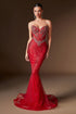 Ladivine KV1129 Strapless Sweetheart Neck Crystal Linear Beading Gown by DiscountDressShop