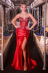 Ladivine KV1136 Strapless Sweetheart Draped Satin Skirt Fitted Evening Gown by DiscountDressShop