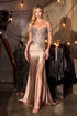 Ladivine KV1144 Off the Shoulder Fitted Satin Gown Lux Draping by DiscountDressShop