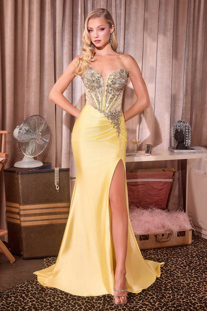 Ladivine KV1144 Off the Shoulder Fitted Satin Gown Lux Draping by DiscountDressShop