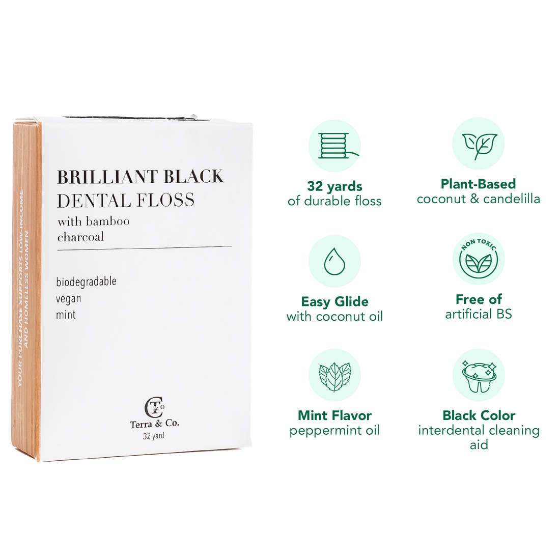 Brilliant Black® Floss – Whitens Between Teeth Naturally by Terra &amp; Co.
