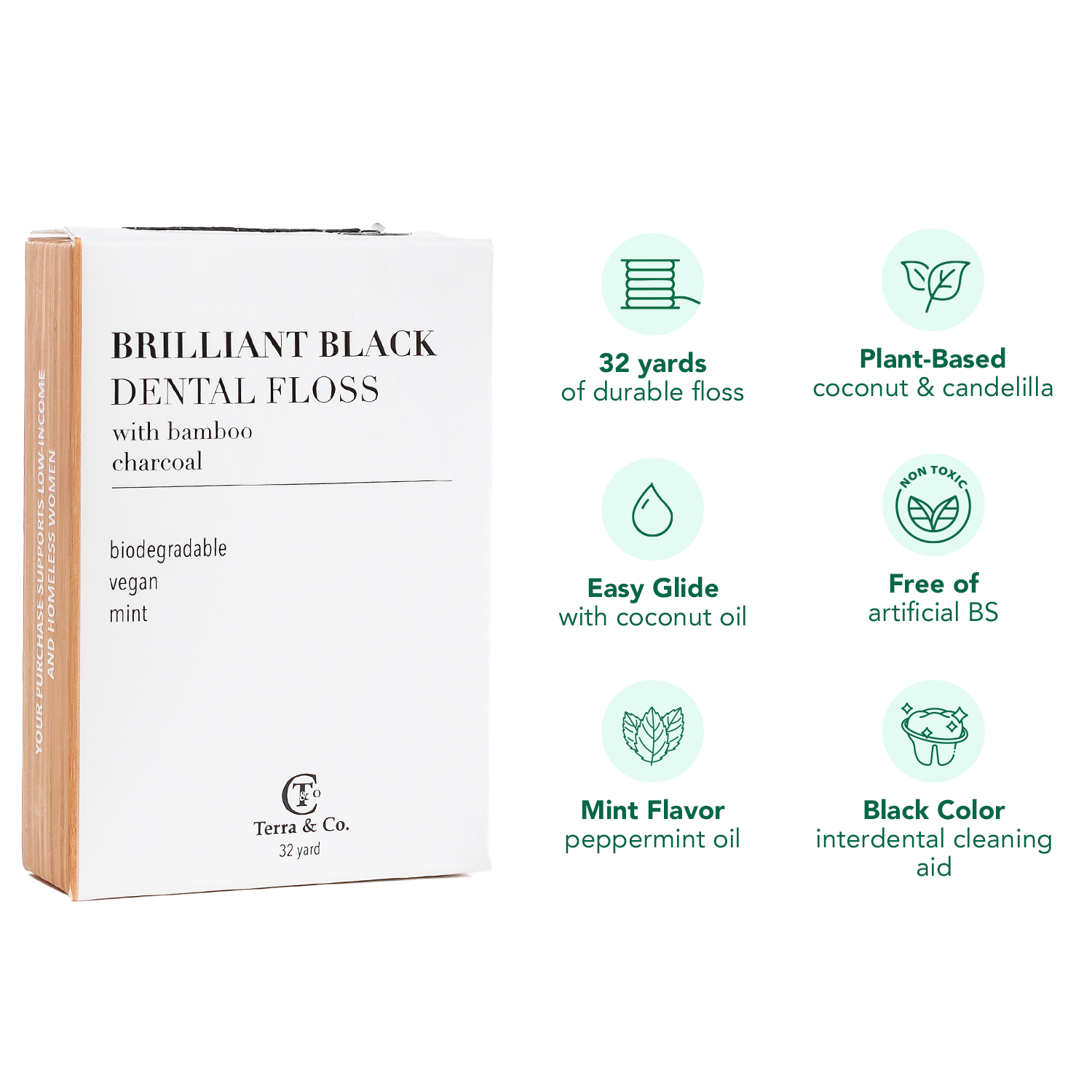 Brilliant Black® Floss – Whitens Between Teeth Naturally by Terra &amp; Co.