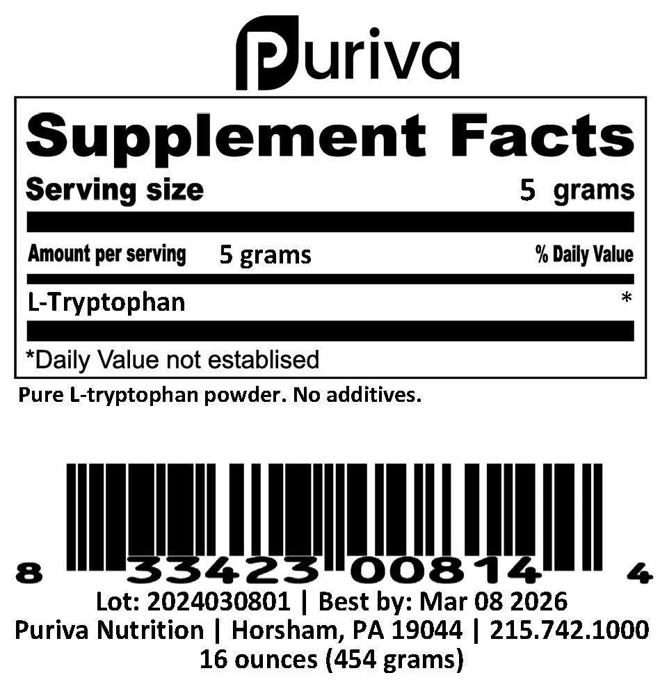 L-Tryptophan powder, 55 pounds, by Puriva Nutrition by Puriva Nutrition