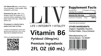 Vitamin B6 Pyridoxal Liquid (5-Phosphate 50mg, 60 servings) by LIV