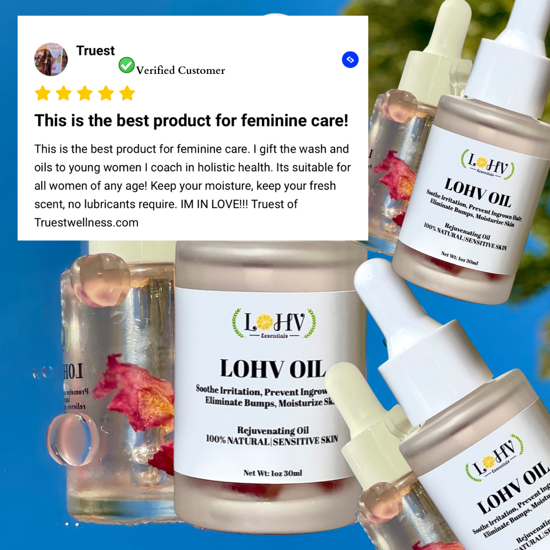 LOHV Multi-Purpose PREMIUM Rose Oil For Sensitive Skin. Clear Up Bumps, Ingrown Hairs On Face and Bikini Line, Soothes Irritation with Rosemary Oil + Vitamin E Oil + Grape Seed Oil + Sweet Almond Oil by LOHV ESSENTIALS
