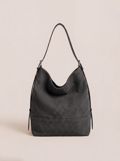 Large Canvas Tote Shoulder Bag Slouchy Relaxed Fit Hobo Bag by LINTICO
