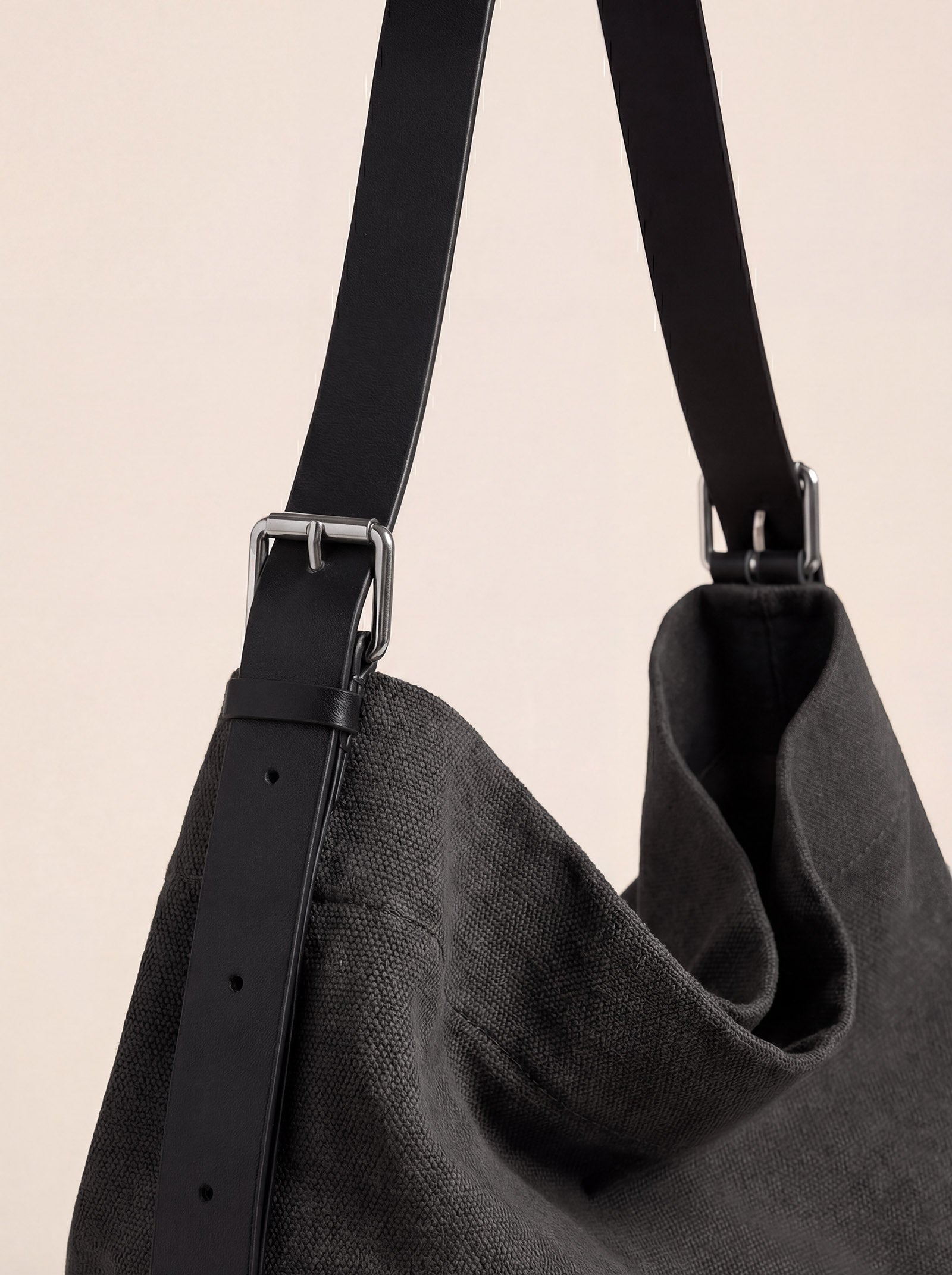 Large Canvas Tote Shoulder Bag Slouchy Relaxed Fit Hobo Bag by LINTICO