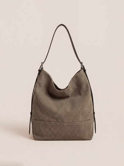 Large Canvas Tote Shoulder Bag Slouchy Relaxed Fit Hobo Bag by LINTICO