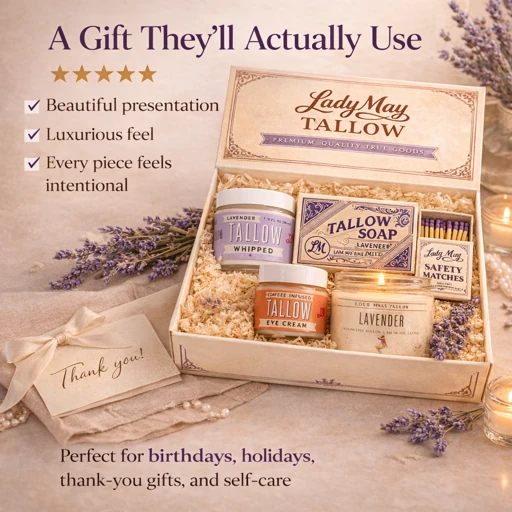Lavender Tallow Gift Set - Premium Relaxation Bundle | Skincare, Candle &amp; Soap by Lady May Tallow