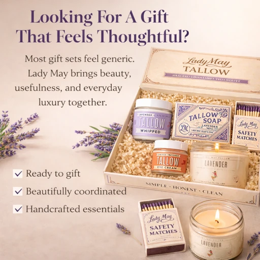 Lavender Tallow Gift Set - Premium Relaxation Bundle | Skincare, Candle &amp; Soap by Lady May Tallow