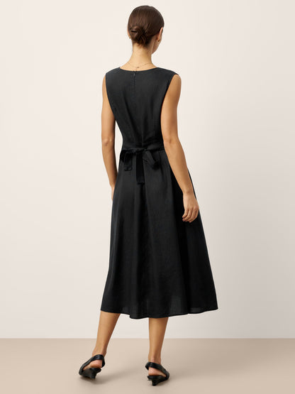 Linen-Lyocell V-Neck Sleeveless Midi Dress WILLOW by LINTICO