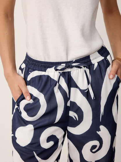 Linen Abstract-Print Straight-Leg Pants ORLA by LINTICO