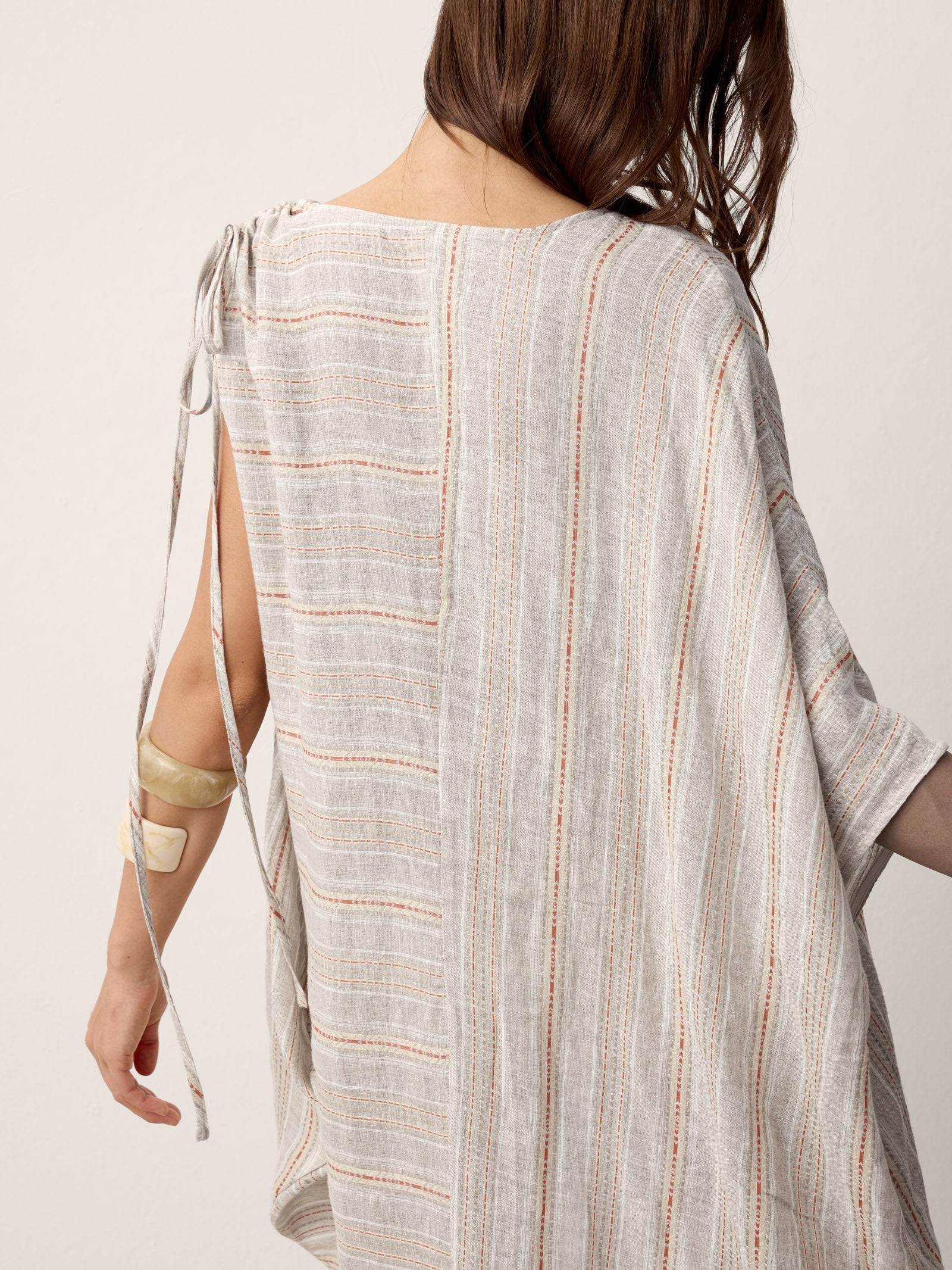 Linen Asymmetric Drawstring Midi Dress NADIA by LINTICO