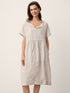 Linen Gathered-Hem Split-Neck Mini Dress SYDNEY by LINTICO
