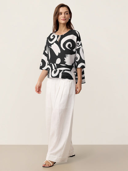 Linen Layered Asymmetric Top NOREEN by LINTICO