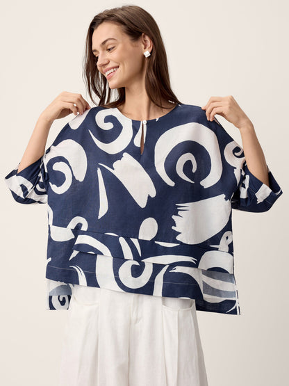 Linen Layered Asymmetric Top NOREEN by LINTICO