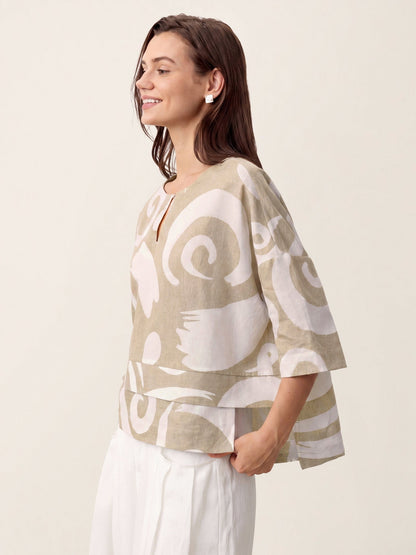 Linen Layered Asymmetric Top NOREEN by LINTICO