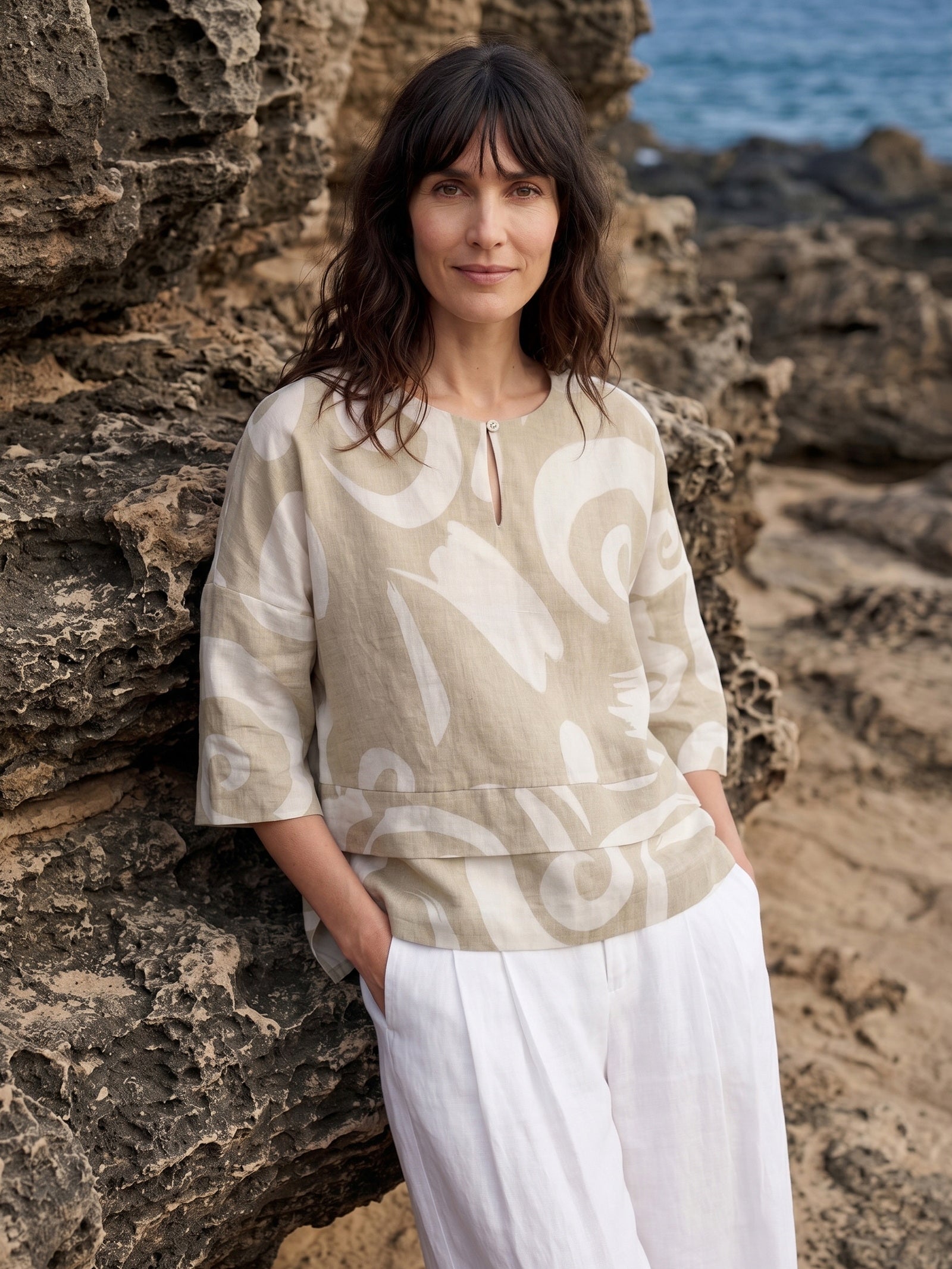 Linen Layered Asymmetric Top NOREEN by LINTICO